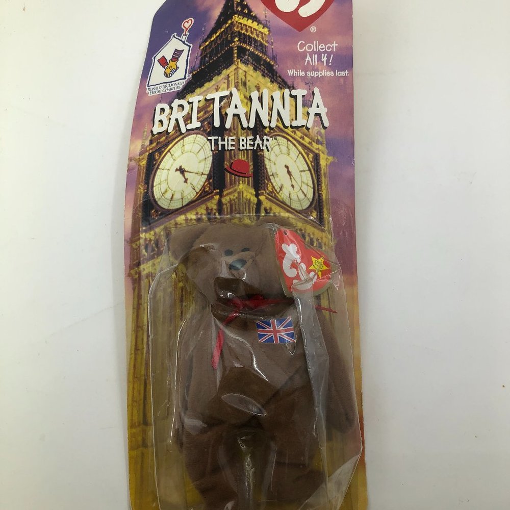 MCDONALDS TY BEANIE BABY BRITANNIA THE BEAR- TAG ERRORS 1993-OAKBROOK